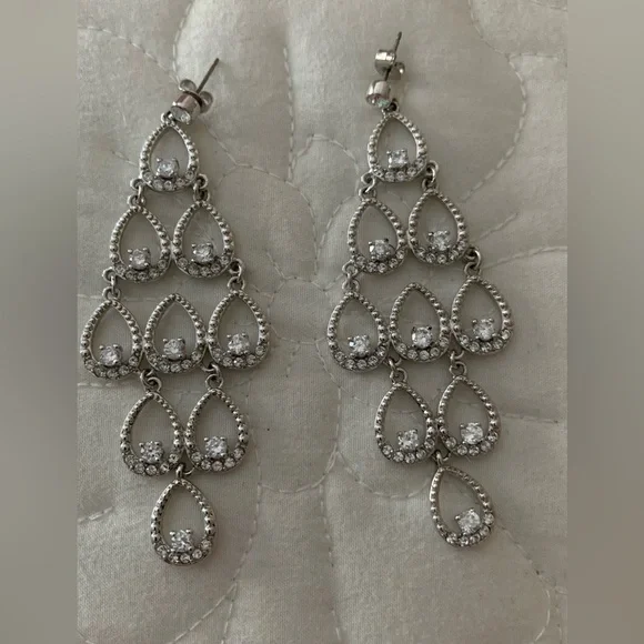 Elegant Silver Chandelier Earrings - Picture 1 of 1